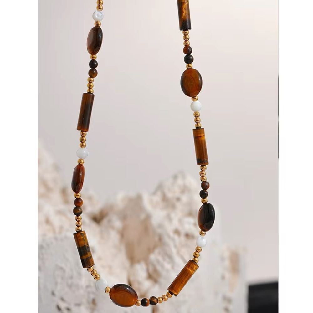 Natural Stone Gold Plated Necklace - Picture 5 of 15